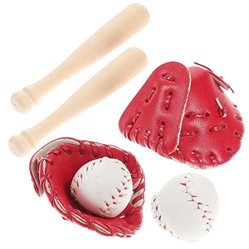 OFFIGAM 2 Sets Baseballschläger Handschuh Für Draußen Mini Spielzeughaus Für Babys Kinderspielzeug Kindersportspielzeug Kinderfäustlinge Rollenspielset Rollenspiel von OFFIGAM
