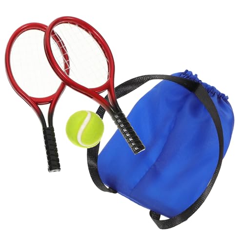 OFFIGAM 2 Sets Mini Tennisschläger Set Badmintonschläger Tasche Puppenhaus Miniaturen Badminton Tasche Tennisschläger Mini Babypuppen Zubehör Outdoor Babypuppen von OFFIGAM