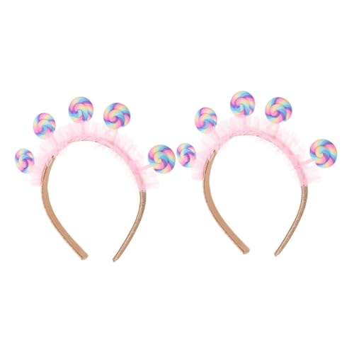 OFFIGAM 2 Stück Candy Haarreif für Mädchen Teiliges Pinkes Lollipop Stirnband aus Kunststoff Süßes Kopfschmuck für Kindergeburtstag Karneval Fotoshootings und Kostümfeiern Komfortabel und von OFFIGAM