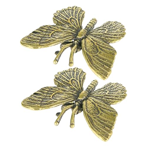 OFFIGAM 2 Stück Goldene Schmetterlingsskulptur Schmetterlingsstatue Messingfigur Exquisite Schmetterlingsfigur Dekorative Schmetterlingsverzierung Schmetterlingsfigur Aus Messing Kupfer von OFFIGAM