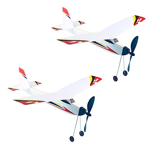OFFIGAM 2 Stück Gummibandbetriebenes Schaumstoff Flugzeugmodell Biplane für Zufällige Muster für Aktivitäten und Entdeckungen im Freien von OFFIGAM