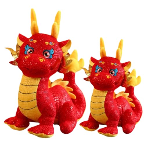 OFFIGAM 2 Stück Jahr des Drachen Maskottchen Puppe Kinderspielzeug Drache Neujahrsspielzeug Drachen Maskottchen Kuscheltiere Drachenspielzeug Im Chinesischen Stil Neujahrsdrache von OFFIGAM