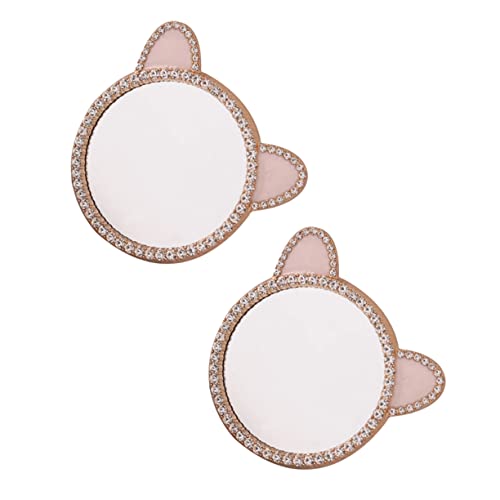 OFFIGAM 2 Stück Mini-Diamant-Make-up Mini-Spiegel Schließfachspiegel Miniatur klappbarer Spiegel LED Vanity Mirror schminkspiegel kleines Hauszubehör kleine Hausdekoration Legierung Golden von OFFIGAM