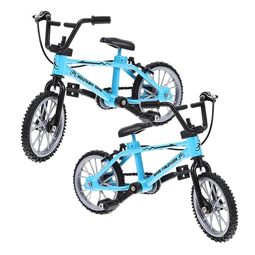 OFFIGAM 2 Stück Mini-Fahrrad Radfahren Klein Figur Mini Künstlich Puppenhaus Miniaturfahrräder Winziges Modell Winzig Künstlich Miniatur Künstlich Mini -fahrräder Blue Legierung von OFFIGAM