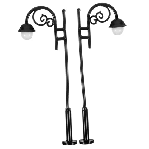 OFFIGAM 2 Stück Miniaturparkmodell Puppe Solarleuchten Im Freien Einhorn Menschen Miniaturbausätze Landschaft Straßenlaterne Flur Lampe Modell Straßenlaterne Legierung von OFFIGAM