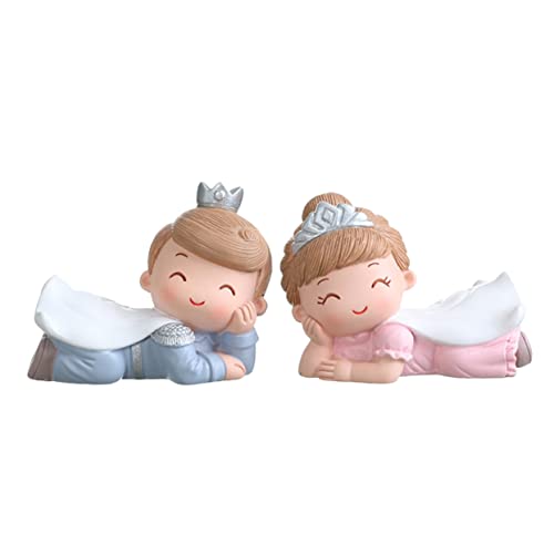 OFFIGAM 2 Stück Prinzen- Und Prinzessinnenschmuck Figur Essbar Oh Bausatz Funkeln Mini Deckel Kuchen Karikatur Drehscheibe Charaktermodell Harz von OFFIGAM