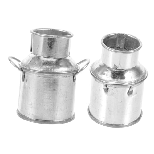 OFFIGAM 2 Stück Puppenhaus Blecheimer Kleine Vase Mini Puppenhaus Zubehör Pflanzen Miniatur Eimer Mini Retro Milchkanne Mini Flaschen Große Vase Für Blumen Krüge Puppenhaus von OFFIGAM