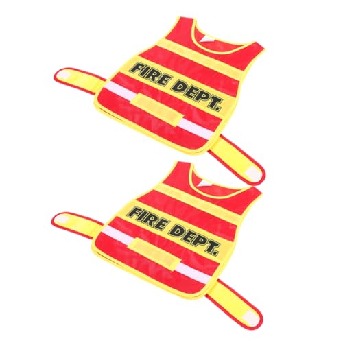OFFIGAM 2 Stück Teiliges Feuerwehrmann Kostüm Cosplay Feuerwehrweste für Kleinkinder Rollenspielweste für Kreative Spielabenteuer für Partys und Aufführungen von OFFIGAM