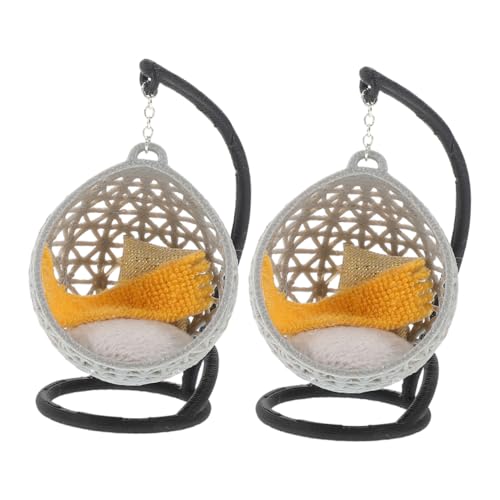 OFFIGAM 2 Stück Teiliges Mini Schaukelstuhl Hängesessel mit Kissen und Decke Puppenhaus Zubehör für DIY Modelle und Dekoration OFFIGAM 2 Stück Teiliges Mini Schaukelstuhl Hängesessel mit Kissen und Decke Puppenhaus Zubehör für DIY Modelle und Dekoration von OFFIGAM