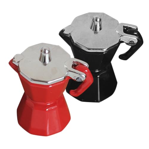 OFFIGAM 2 Stück espressokanne Espresso kannen Espresso Kaffeekanne puppenhauszubehör Kaffeekanne Modellbau Küchenzubehör vortäuschen realistisches Kaffeekannenmodell Legierung von OFFIGAM