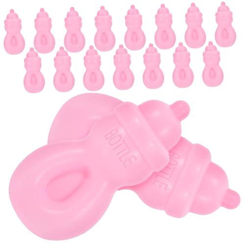 OFFIGAM 20 Stück Babyflasche Milchflasche Babygeschenk Puppenaugen Requisiten Für Kinderrollenspiele Kindergeschenk Kleine Trinkflasche Plastik Rosa von OFFIGAM