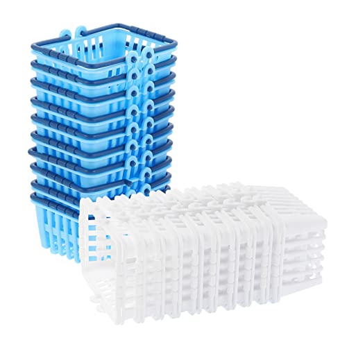 OFFIGAM 20 Stück Einkaufskorb Miniatur Desktop-Dekorationen Mini-warenkorbmodi Kleine Lagerbehälter Kleiner Korb Desktop-Ornament Hausdekoration Mini Körbe Plastik von OFFIGAM