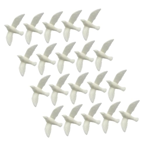OFFIGAM 20 Stück Mikro-Landschaftsverzierung Figur klein Kaninchen Taube Puppe winzig Dollhouse Accessories Miniaturen Vögel Modell Vögel für Minihaus Mini- - Harz Weiß von OFFIGAM