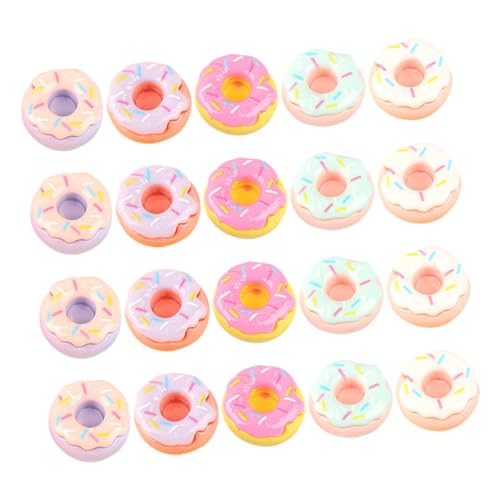 OFFIGAM 20 Stück Mini-Donuts winzige Donuts Puppe Bausatz Essen Miniaturen mini süssigkeiten mini Accessoires Mini-Küchenszenendekor dekorative gefälschte Nahrungsstütze Harz von OFFIGAM