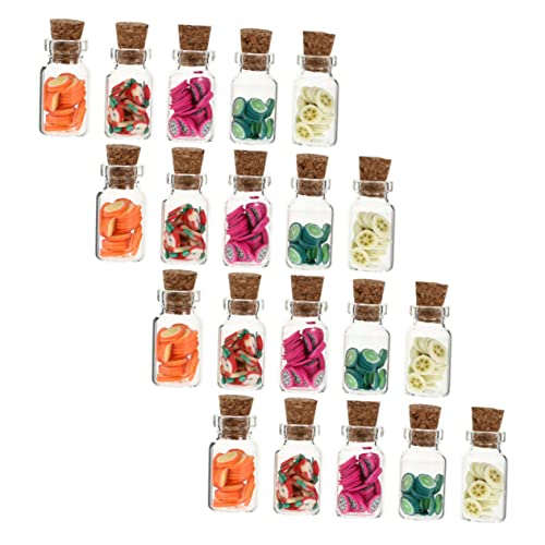 OFFIGAM 20 Stück Simulierte Obstkonserven für kinderspielzeug dosenfrüchte hühner Obstglas winziges Glasdekor Dolly House Obstkrug Mikro-Landschaftsstütze von OFFIGAM