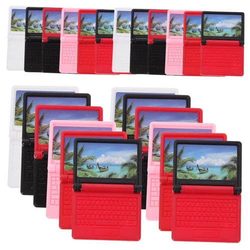 OFFIGAM 24 Stück Puppenhaus-computermodell Puppenornament Laptop- Mini-Laptop Mini-Dinge Mini- Mini-verzierung Puppen-Laptop Mini-Ornament Miniaturen Plastik von OFFIGAM