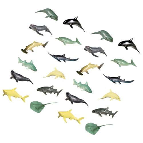 OFFIGAM 24 Stücke Miniatur Fischfiguren Künstliche Meerestiere für Aquarien Realistische PVC Modelle Aquarium Dekoration Pädagogisches Spielzeug für Kinder von OFFIGAM