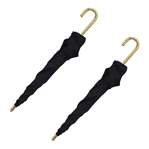 OFFIGAM 2 Stücke Mini Schwarz Regenschirm Spielzeug Für Puppe Maßstab 112 Miniatur Dekorative Ornament von OFFIGAM