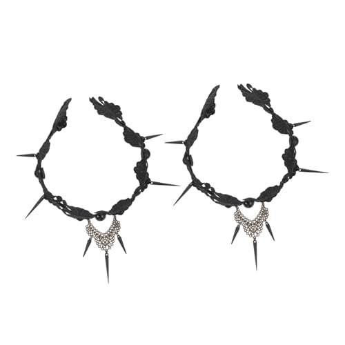 OFFIGAM 2Stücke Halloween Stirnband Punk Stil Krone Haaraccessoire für Kostümpartys und Besondere Anlässe Eleganter Kopfschmuck für Verschiedene Frisuren und Anlässe von OFFIGAM