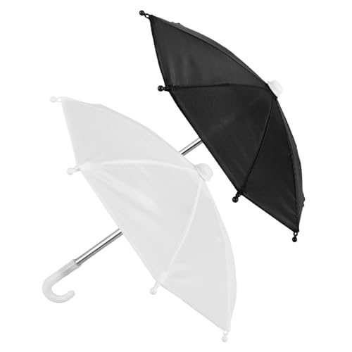 OFFIGAM 2Stücke Puppenhaus Regenschirm Dekoration Mini Modelle für Puppenhaus Zubehör Weißes und Schwarzes Mini Regenschirm Modell für Kreative Spielumgebungen von OFFIGAM