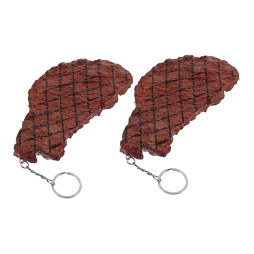 OFFIGAM 2pcs Gefälschte Steak -schlüsselanhänger Für Autoschlüsselanharmring Netter Keyring -Halter Für Rucksack Handtasche Faux Food Schlüsselketten Für Geldbeutel Charme Neuheit von OFFIGAM