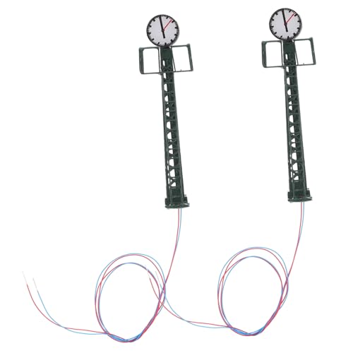 OFFIGAM 2st Zuggitterlichtmodell Mini-Modell Halterung Für Solarpanel Gittermodell Zug Straßenlaterne Sandtisch Straßenlaterne Zugmodell Rundpalette Getriebeteile Motorbuchse Green Metall von OFFIGAM