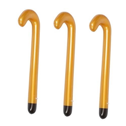 OFFIGAM 3 Stück Aufblasbarer Gehwagen Aufblasbarer Gehstock Alter Mann Gehstock Kostüm Zubehör Gehstock Für Aufblasbarer Gehstock Kostüm Gehstock Gehstock Requisite Goldenes Pvc von OFFIGAM