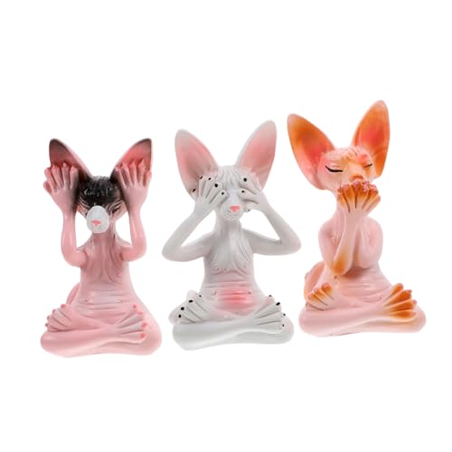 OFFIGAM 3 Stück Katzendekoration Katzenstatuen Wohnkultur Katzen-Fitness-skulptur Raumdekorationen Katzenfiguren Für Katzenliebhaber Katzenstatuen- Stehende Katzenstatue Harz von OFFIGAM
