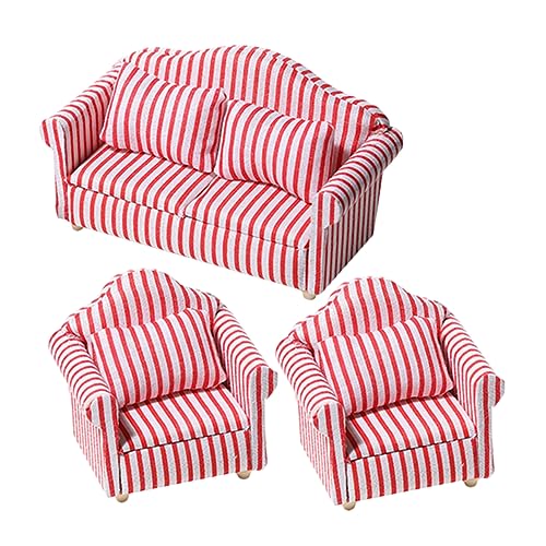 OFFIGAM 3 Stück Miniatur Sofa Set Teilig Rote und Weiße Gestreifte Couch Sessel für Puppenhaus Detailgetreues für Kreative Rollenspiele und Dekoration OFFIGAM 3 Stück Miniatur Sofa Set Teilig Rote und Weiße Gestreifte Couch Sessel für Puppenhaus Detailgetreues für Kreative Rollenspiele und Dekoration von OFFIGAM