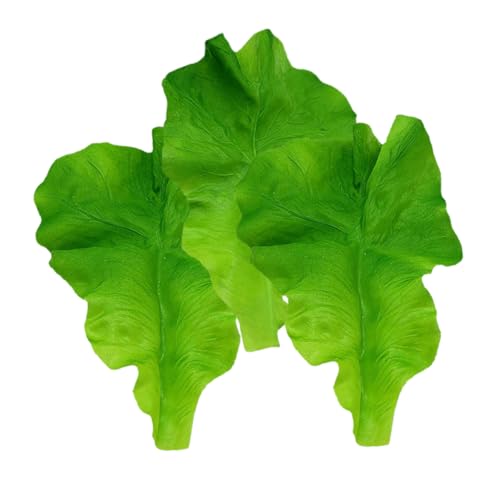 OFFIGAM 3 Stück Salatblatt Modell Falsches Salatblatt Simulationsblatt Lebensechter Salatschmuck Restaurant Salatblatt Requisiten Gefälschter Salat Künstliches Gemüseblatt Grüner von OFFIGAM