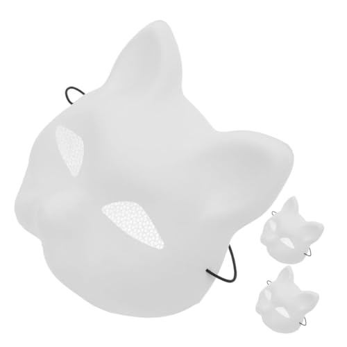 OFFIGAM 3 Stück Unbemalte Katzenmasken für Halloween Weiße DIY Katzenmaske für Kreative Kostümpartys Rollenspiele und Cosplay Events zum Bemalen und Gestalten von OFFIGAM