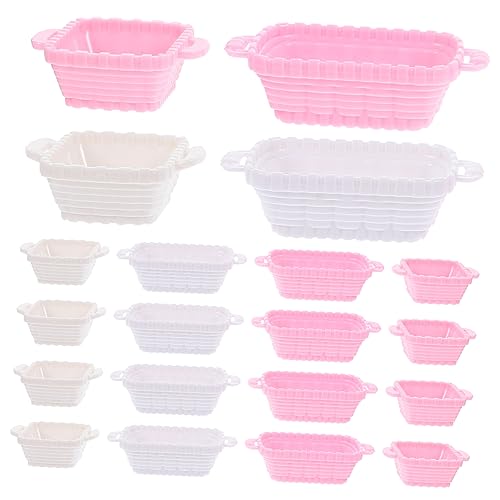 OFFIGAM 32 Stück Einkaufskorb Aufbewahrung Puppenhaus Storage Boxes aufbwahrungs-Box vorratsboxen leuchtender Mini Weidenkorb puppenstubenzubehör Kleiner Korb Modelle von Einkaufskörben von OFFIGAM