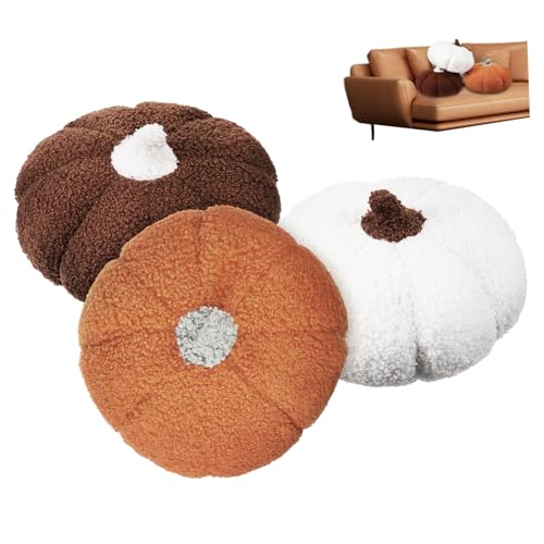 OFFIGAM Einzigartiges Gefülltes Kissen 3er-Pack Kürbiskissen Für Jungen Und Mädchen Bett Couch Halloween von OFFIGAM