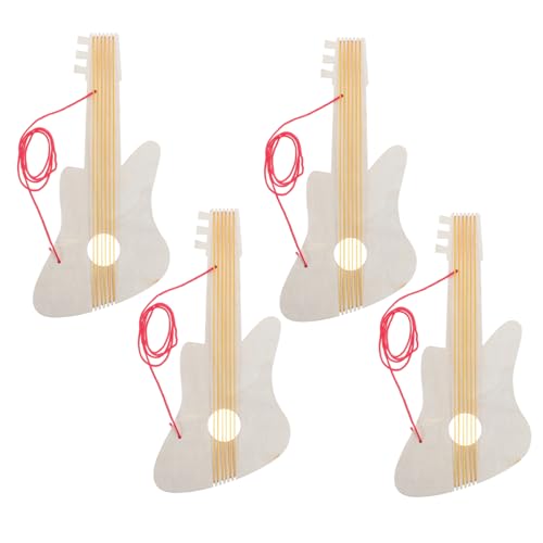 OFFIGAM 4 Sätze Gitarrendekor Gitarrenhandwerk Gitarrenmalerei Für Musikinstrument Zum Selbermachen Musikinstrumentenparty Basteln Mit Holzgitarren Gitarrenkinder Hölzern Beige von OFFIGAM