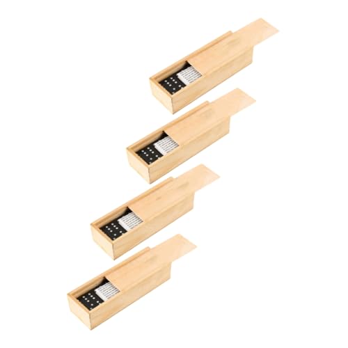 OFFIGAM 4 Sätze Holz Domino Teiliges Lustige und Interessante Dominosteine für Pädagogisches Kreativität und Koordination für Drinnen und Draußen Aufbewahrungsbox von OFFIGAM