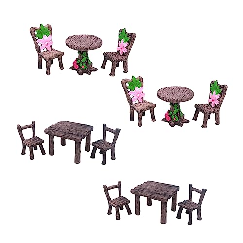 OFFIGAM 4 Sätze Miniatur Möbel aus Harz Teiliges Tisch und Stuhl für Mikrolandschaften für Sukkulenten und Moos Langlebig und Formbeständig OFFIGAM 4 Sätze Miniatur Möbel aus Harz Teiliges Tisch und Stuhl für Mikrolandschaften für Sukkulenten und Moos Langlebig und Formbeständig von OFFIGAM