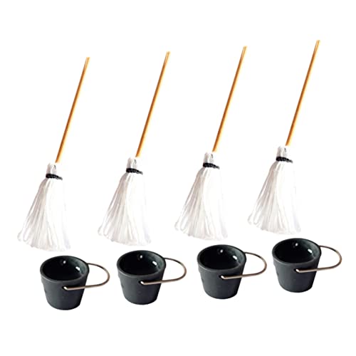 OFFIGAM 4 Sets Eimer Mopp Modell Miniatur Eimer Miniatur Reinigungswerkzeuge Mini Reinigungsspielzeug Niedliche Mülleimer Für Schlafzimmer Pflanzenblitz Miniatur Mopp Eimer von OFFIGAM