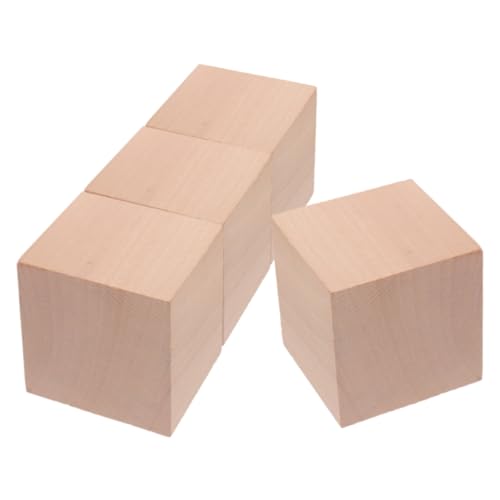 OFFIGAM 4 Stück Bausteine ​​Lehren Pädagogische Holzhandwerk Würfel Duschblöcke Pädagogischer Würfelblock Holzhandwerksblöcke Stadtblöcke Holzwürfel Khaki Holz von OFFIGAM
