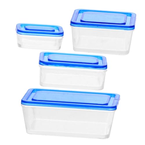 OFFIGAM 4 Stück Boxen Mini Miniatur Kleine Vorratsbehälter Für Lebensmittel Puppenhauszubehör Machen Sie Es Mini-Essen Lebensmittelbehälter Lunchboxen Blue Abs von OFFIGAM