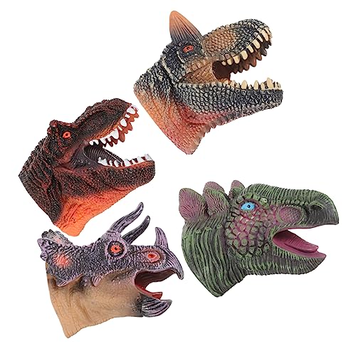 OFFIGAM 4 Stück Dinosaurier-Handpuppe Handpuppen für Puppen für Kleinkinder Handpuppe als Rollenspiel Puppen mit beweglichem Mund Geschichte sprechende Handpuppe Kinderhandspielzeug Vinyl von OFFIGAM