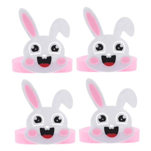 OFFIGAM 4 Stück Hasenkopfschmuck für Bausatz Cartoon-Häschen-Stirnband Osterhasen-Stirnband Karneval Hasen Zubehör Kinderparty Hasen Deko Tierstirnband tierische stirnbänder Vlies von OFFIGAM