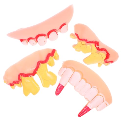 OFFIGAM 4 Stück Knifflige Lustige Zahnprothesen Falsche Zähne Kostüm Falsche Zähne Für Halloween Cosplay Zahnprothesen Lustige Zähne Kostümzähne Hässliche Zähne Halloween von OFFIGAM