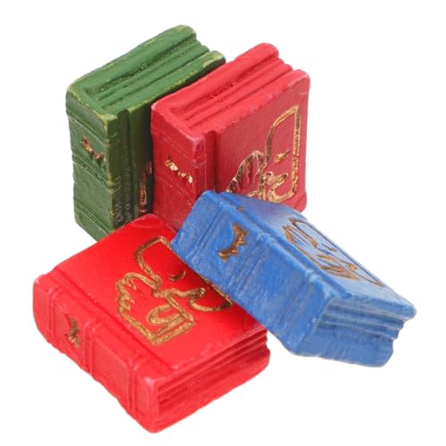 OFFIGAM 4 Stück Mini Buch Ornamente Mini Bücher Für Puppenhaus Miniatur Ausstellungsregal Buchmodell Puppenhaus Bücher Bemalbare Mini Bücher Miniatur Notizbuch Winzige Bücher Zum von OFFIGAM