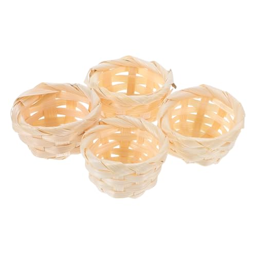 OFFIGAM 4 Stück Miniatur Bambuskörbe für DIY Handwerk Puppenhauszubehör und Dekoration Handgefertigte Leichte Körbe für Kreative Fotografie und Gartenarrangements von OFFIGAM