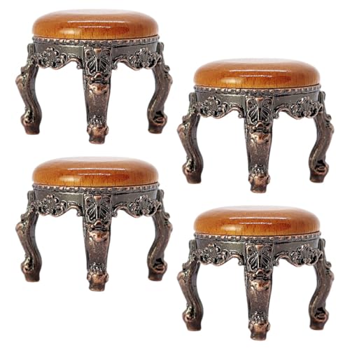 OFFIGAM 4 Stück Miniatur Hocker Spielzeughaus Puppenmöbel Runder Tisch Retro Vintage Heimdekor Szenenzubehör Puppenhaus Mini Hocker Modell Miniatur Hausmöbel von OFFIGAM