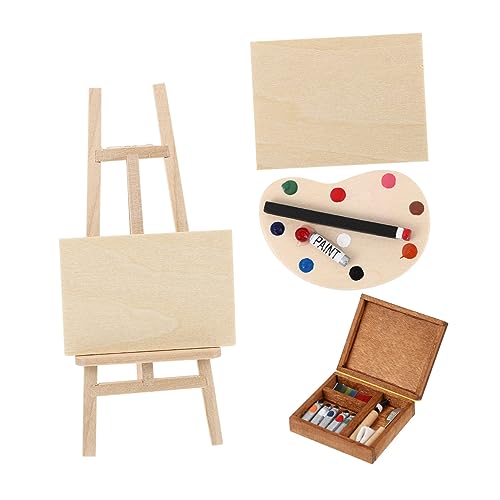 OFFIGAM 4 Stück Miniatur Set aus Holzstaffelei Malbrett Farbbox für Puppenhäuser für Kreative Dekoration und Miniaturlandschaften OFFIGAM 4 Stück Miniatur Set aus Holzstaffelei Malbrett Farbbox für Puppenhäuser für Kreative Dekoration und Miniaturlandschaften von OFFIGAM