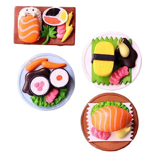 OFFIGAM 4 Stück Miniatur Sushi Dekorationen Realistische Langlebige Ornamente für Puppenhäuser Farbenfrohe und Leichte Nachbildungen von Sushi für Kreative Dekorationen von OFFIGAM
