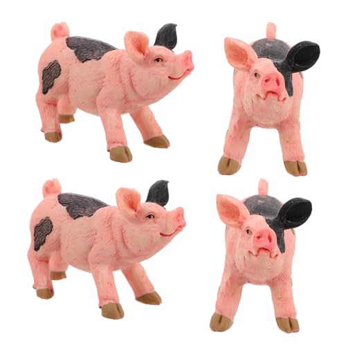 OFFIGAM 4 Stück Miniatur-schweinefigur, Mini-tierskulpturen Aus Kunstharz, Puppenhaus-, Realistische Schweinefiguren, Souvenir Für Die Dekoration Im Home-Office von OFFIGAM