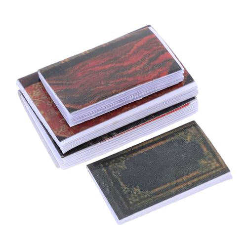 OFFIGAM 4 Stück Miniaturbücher für Puppenhaus Realistische Buchmodelle für DIY Projekte und Dekoration Charmante Miniaturmöbel für Zuhause und Büro von OFFIGAM