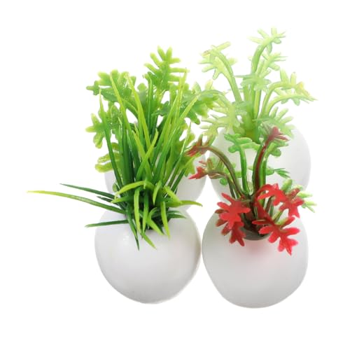 OFFIGAM 4 Stück Miniature Dollhouse Accessories Teiliges Künstliche Pflanzen für Puppenhaus und Mikrolandschaft Realistisch Aussehende Bonsai für Kreative Raumdekoration von OFFIGAM